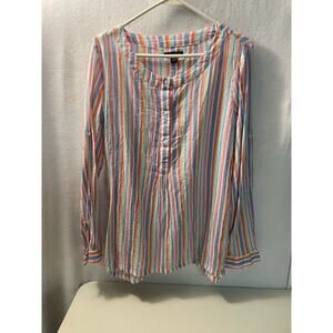Tommy Hilfiger womens top light weight Large multicolor‎ striped top Y2k tunic